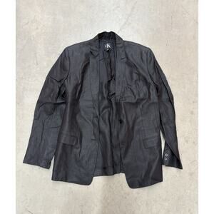 Calvin Klein Black Linen Blend Blazer Men’s Size 48 US 12 Lightweight